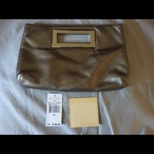 Michael Kors Leather Berkley Clutch Gunmetal